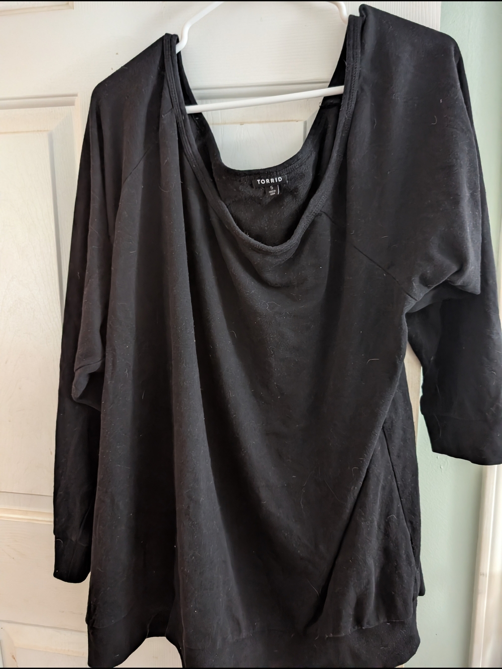 torrid Black Draped-Neck Sweatshirt